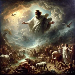 7. Disse o Senhor: Farei desaparecer da face da terra o ser humano que criei. Os homens, os animais, os seres que rastejam e as aves do céu. Arrependo-me de os ter feito.